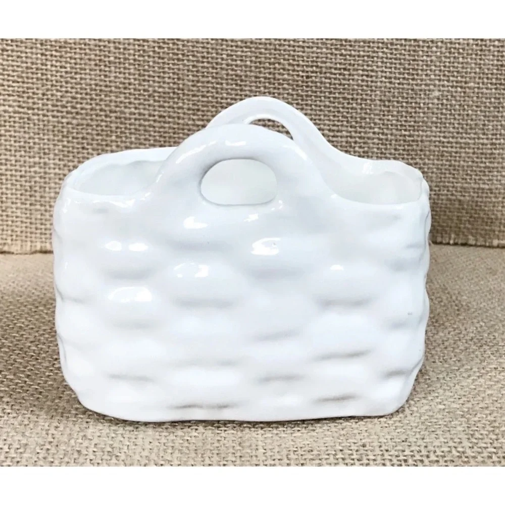 Wildwood Capodimonte Style Ceramic Basket Trinket Dish Planter Cottage Core